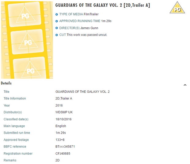 El primer avance de Guardianes de la Galaxia Vol. 2 durará 1m 29seg y parece que se estrenará en breve