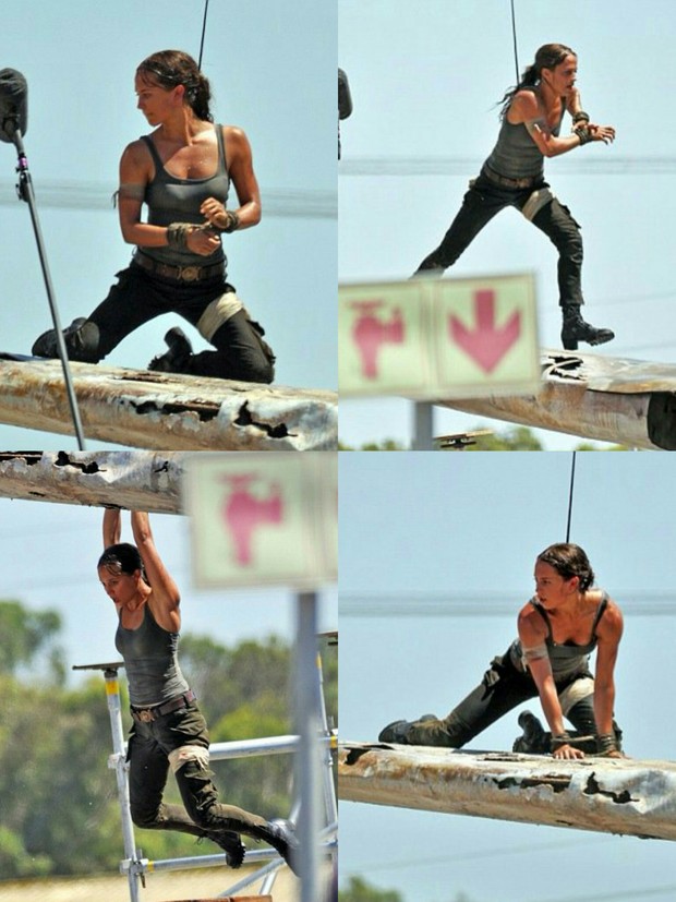 Alicia Vikander clavadita a la Lara de los dos últimos juegos en el set de Tomb Raider