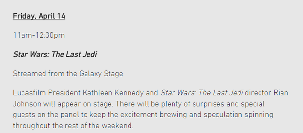 Viernes 14 de Abril, panel de Los Últimos Jedi en la Star Wars Celebration con, presumiblemente, el primer trailer