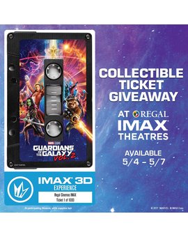 Entradas coleccionables de la cadena  Regal Cinemas de Guardianes de la Galaxia Vol.2 
