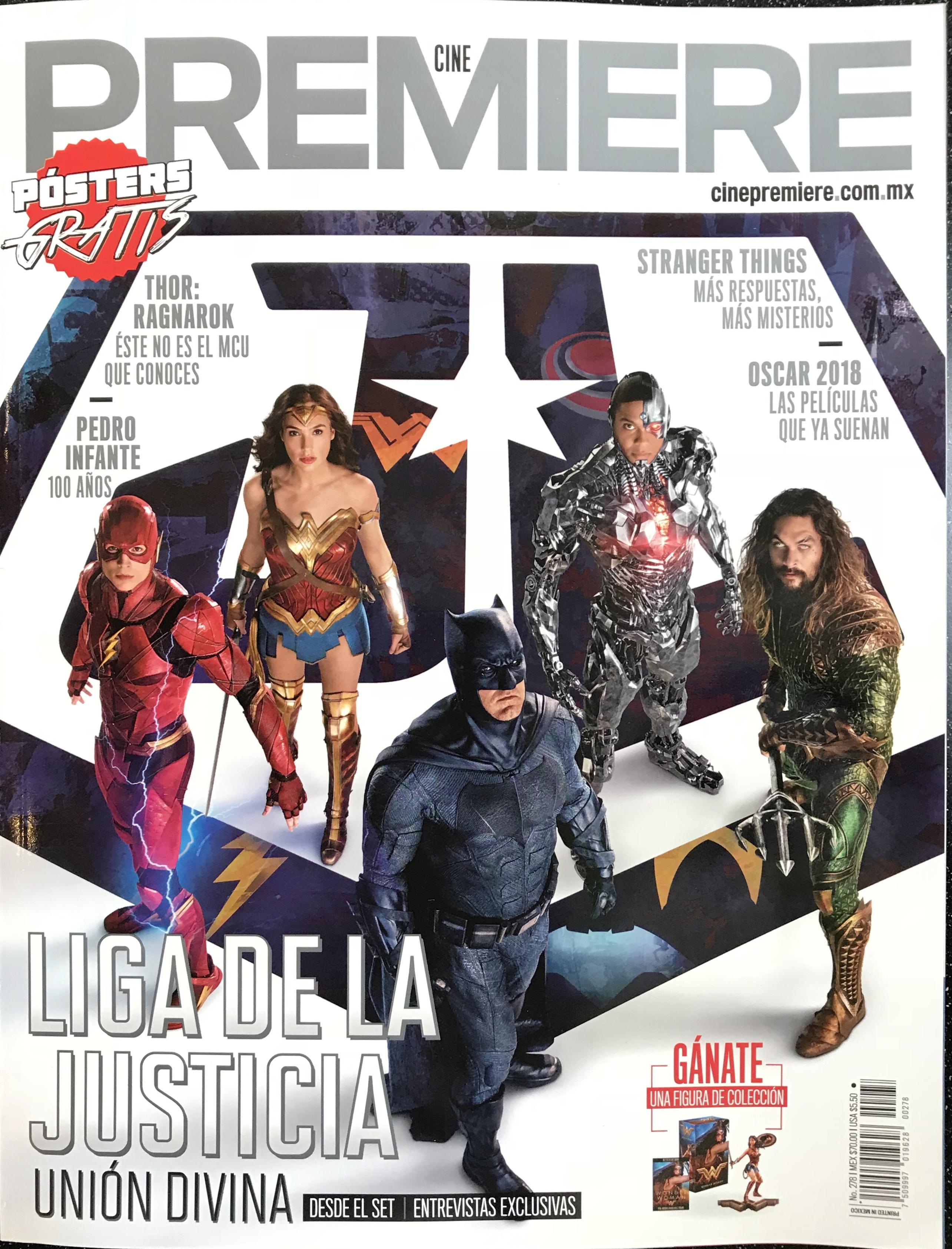 La Liga de la Justicia, portada de Cine Premiere y de Bluray Magazin con  portadas individuales
