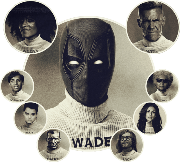 Póster de personajes de la secuela de Deadpool