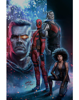 Póster de Deadpool 2 de  Mike Capprotti y Rob Liefeld recreando la primera aparición del personaje en Nuevos Mutantes #98