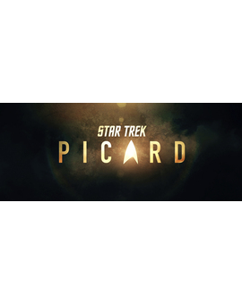 Logo de la serie STAR TREK PICARD, y foto de Patrick Stewart