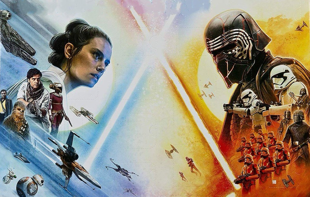 Calendario de adviento de EL ASCENSO DE SKYWALKER con la imagen completa de la portada de SW Insider