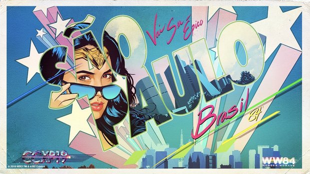 Póster de la Comic Con de Brasil de WW 84, donde el 8 de diciembre se estrena el primer trailer