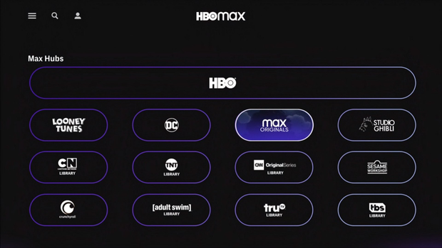 Apartados del contenido de HBOMAX