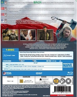 Carátula trasera del steelbook escandinavo de Thor The Dark World (la nuestra será practicamente igual)