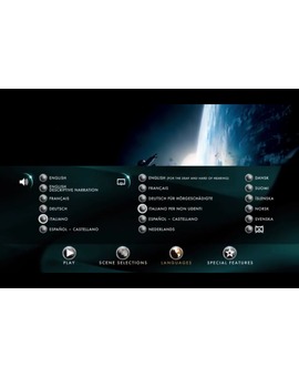 Captura del menú del bluray italiano de Gravity; con castellano