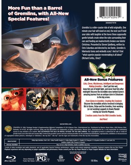 Gremlins, carátula trasera de la edición especial 30 Aniversario con nuevos extras