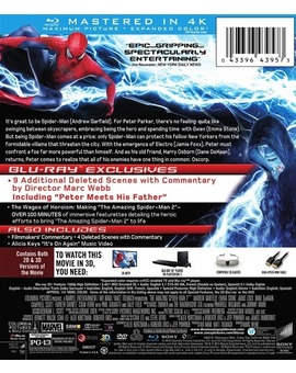 Caratula trasera de la edición Usa de The Amazing SpiderMan 2