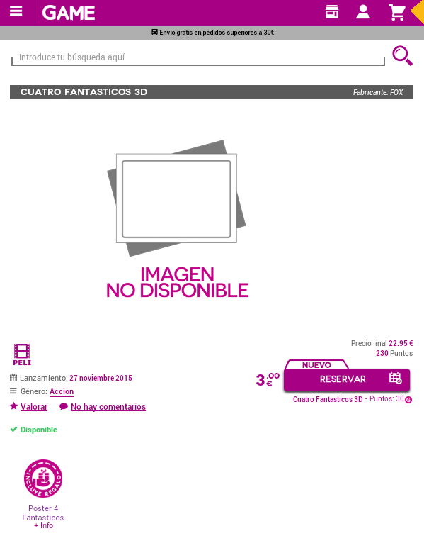 En Game esta para reservar 4 Fantasticos en Blu-Ray 3D... ¿Alguien sabe algo de esto?
