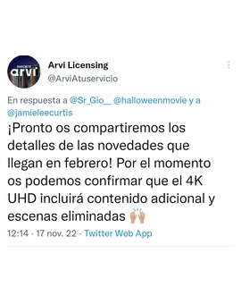 Según Arvi, Halloween el Final tendrá extras en el Blu-Ray 4K 
