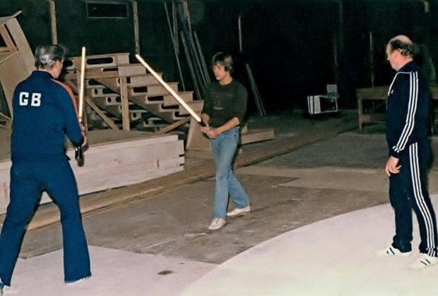 MARK HAMILL y DAVID PROWSE ensayando. STAR WARS VI