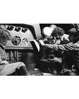 GEORGE LUCAS rodando como 2ª unidad con la doble de CARRIE FISHER en STAR WARS VI