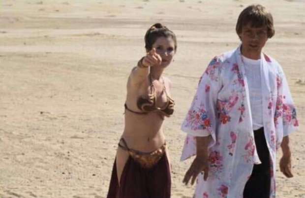 "Nos miran, Mark" (CARRIE FISHER y MARK HAMILL). STAR WARS VI