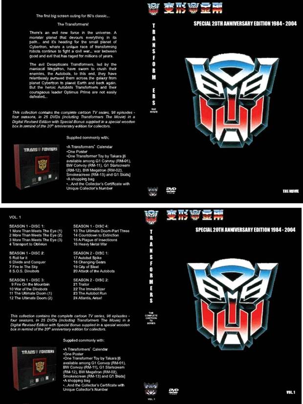 Mis carátulas... para la película y serie de dibujos Transformers (en DVD)