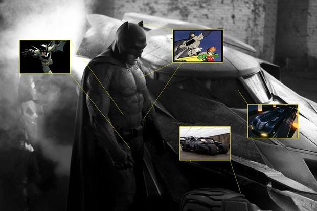 a que pertenece cada elemento en el nuevo traje y batmovil de batman