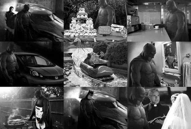 todo lo que puede hacer batman gracias a su pose en la foto con el batmovil