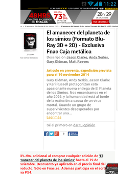 El amanecer del planeta de los simios steelbook exclusivo fnac (2d+3d)